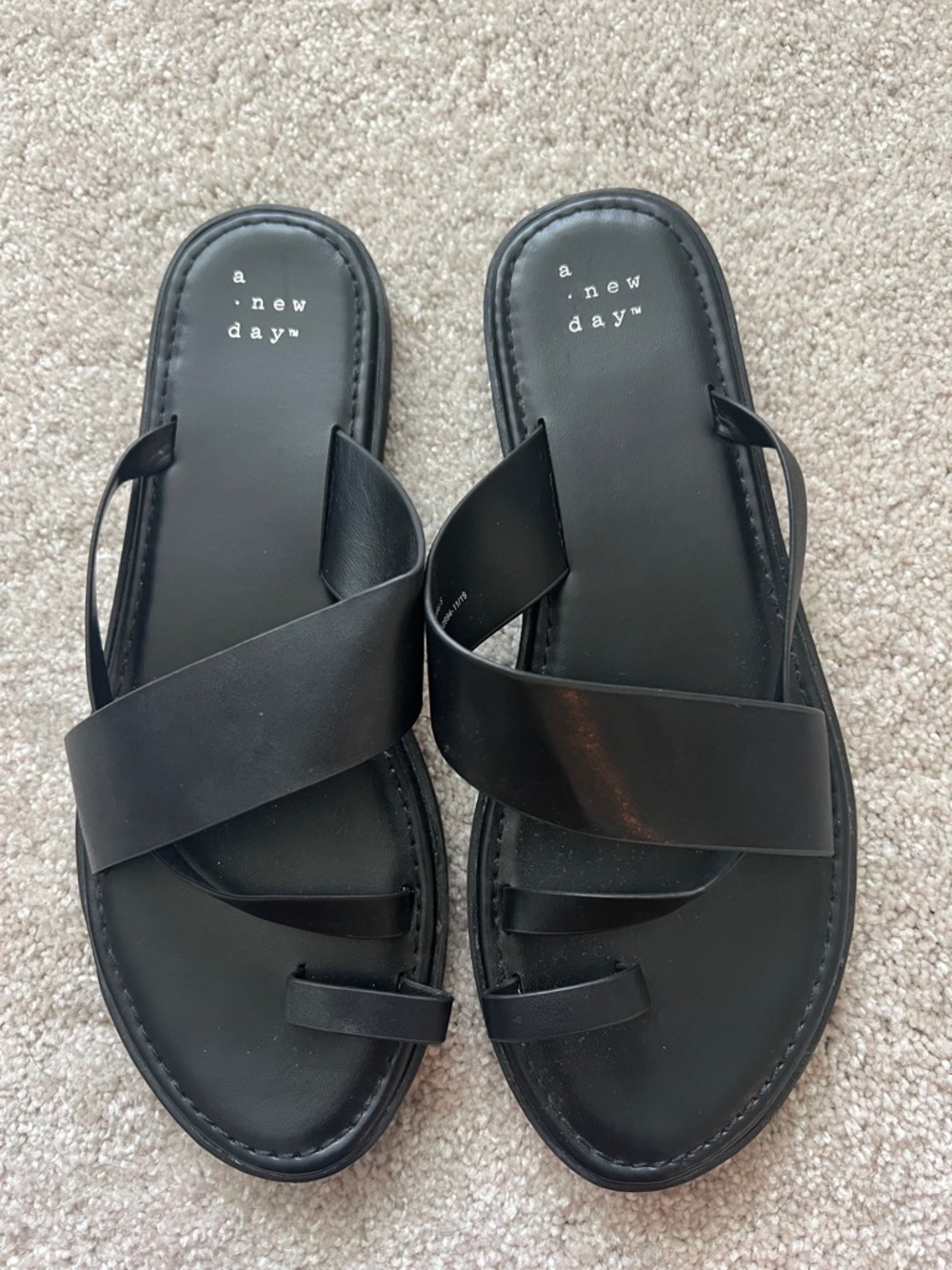 a new day Black Crisscross Toe-Loop Slide Sandals